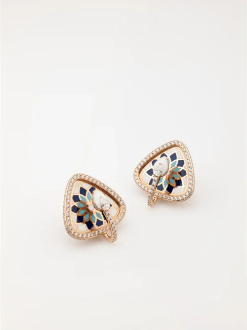 Mosaic Enamel Triangle Stud Earrings