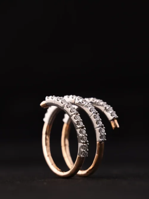 Rose Gold Finish Crystal Hoop Earrings