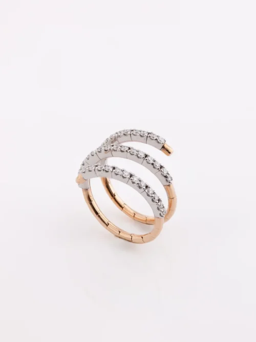 Two-Tone Diamond Spiral Wrap Ring