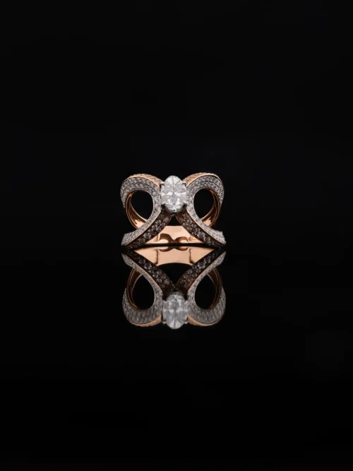 Rose Gold Oval Diamond Bow Ring