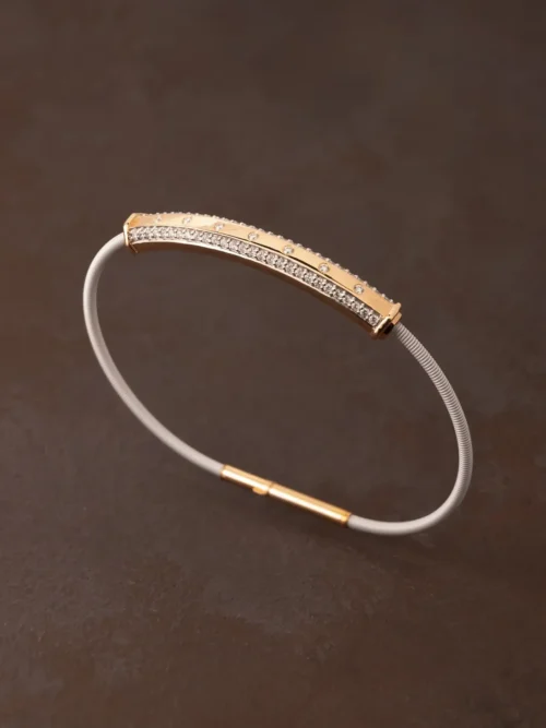 Modern Gold Diamond Bar Cord Bracelet