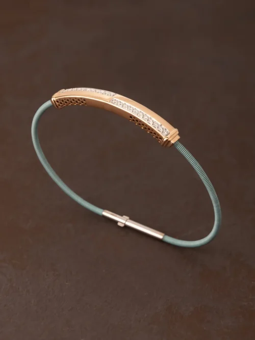 Teal Cable & Rose Gold Bar Bracelet