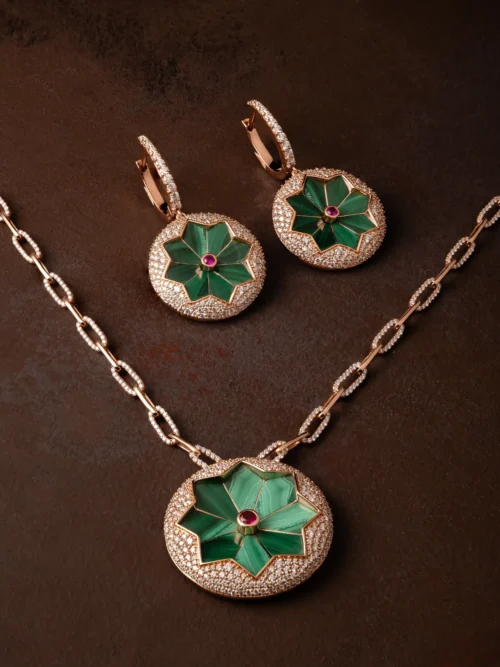 Green Malachite Star Medallion Jewelry Set