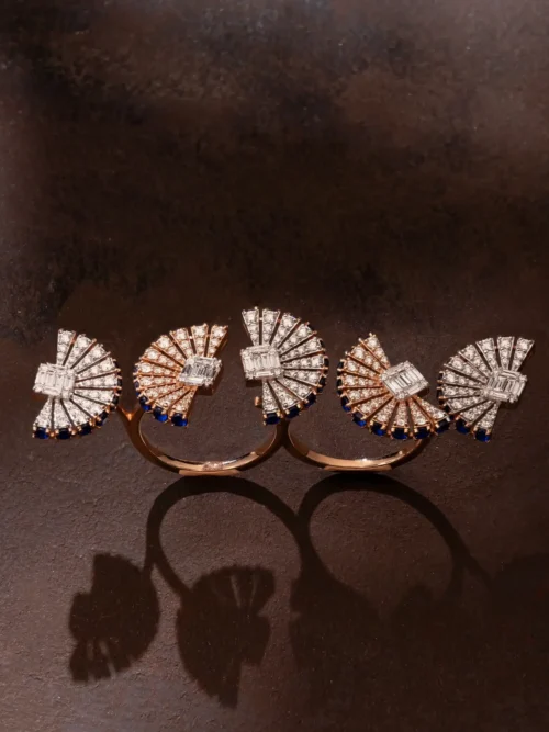 Art Deco Fan Two-Finger Diamond Ring