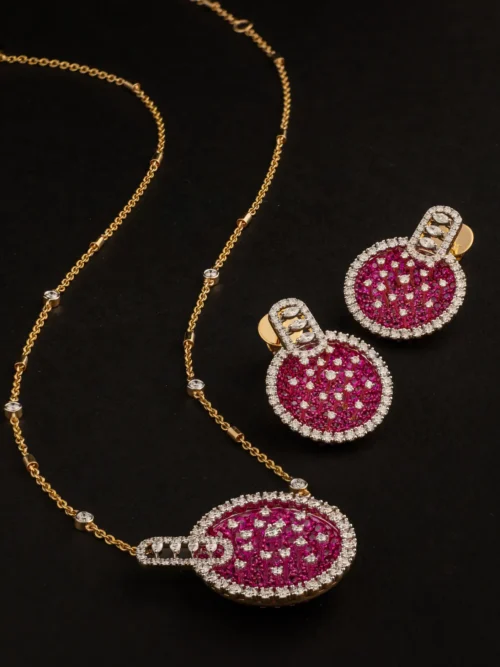 Ruby Halo Royale Necklace Set