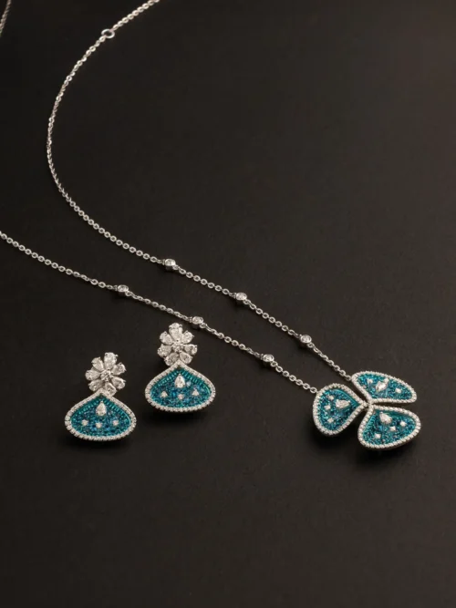 Azure Trillium Bloom Jewelry Set