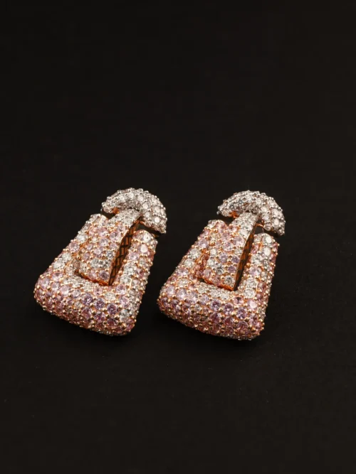 Rose Gold CZ Geometric Pendant Set