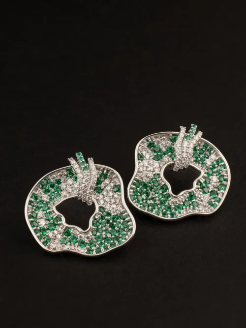 Silver Finish Green Apple Motif Pendant Set