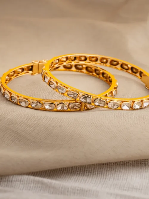 Traditional Uncut Stone Bangle Pair
