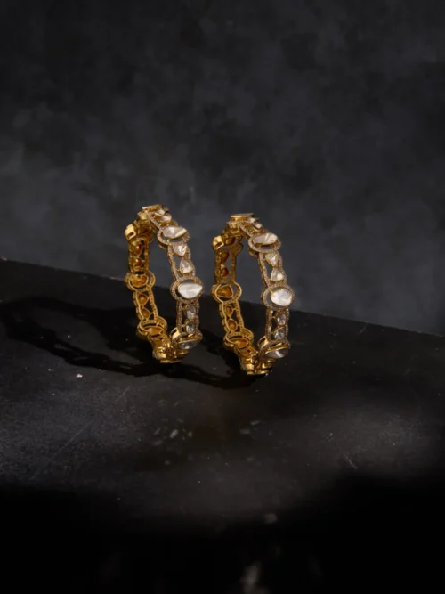 Gold-Plated Kundan Polki Bangles