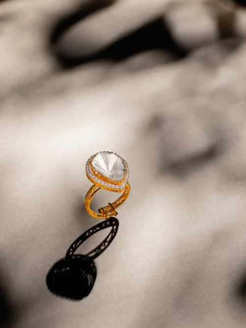 Royal Teardrop Polki Statement Ring