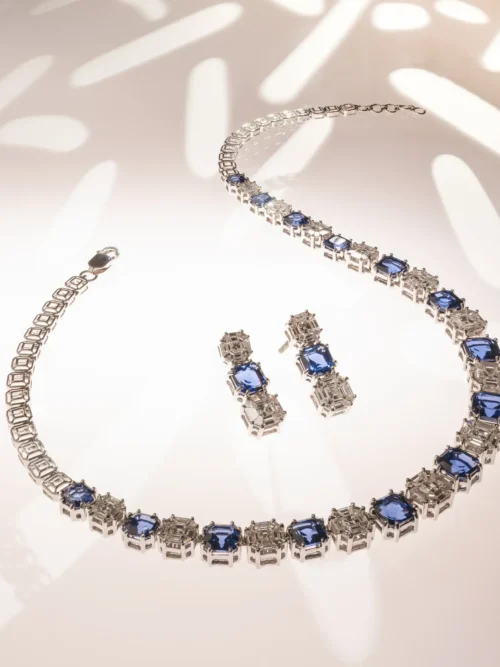 Sapphire Elegance Necklace & Earring Set
