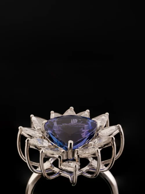 Azure Lotus Bloom Statement Ring