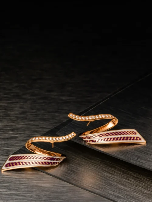 Curved Enamel Ear Climber Earrings