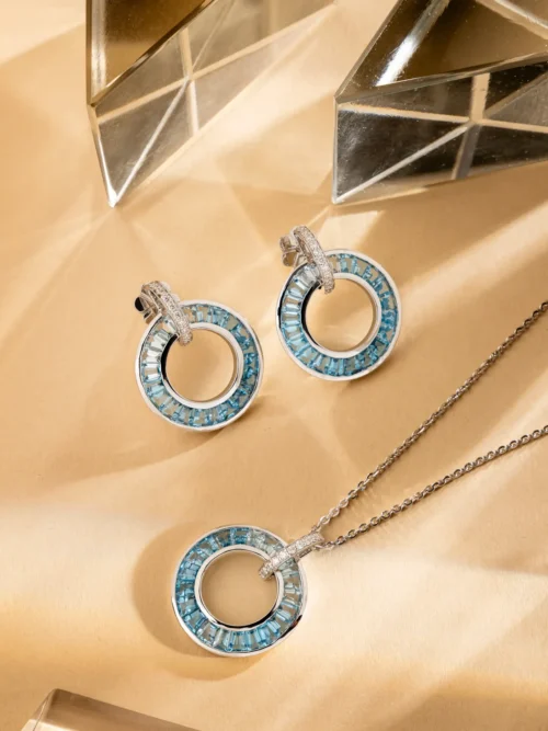 Azure Orbit Elegance Pendant Set