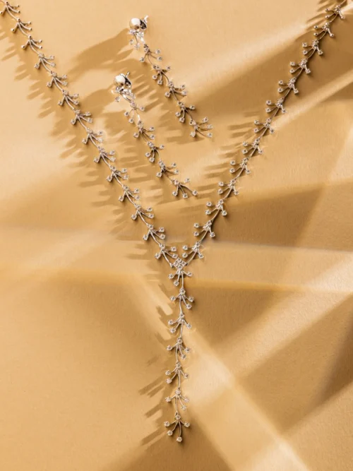 Silver Vine Cascade Necklace Set