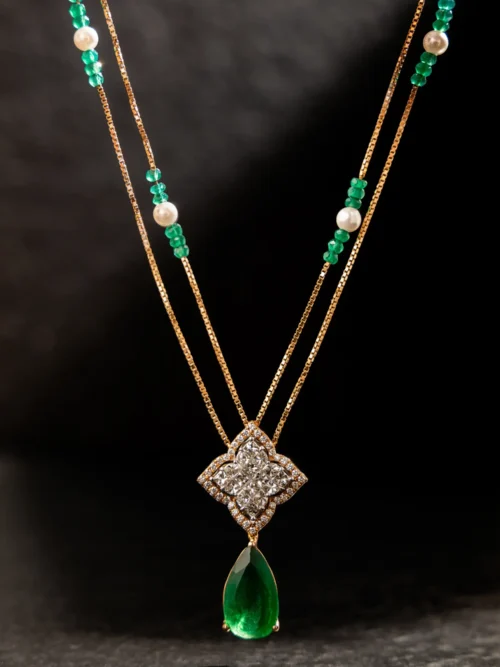Emerald Clover Layered Pendant Necklace