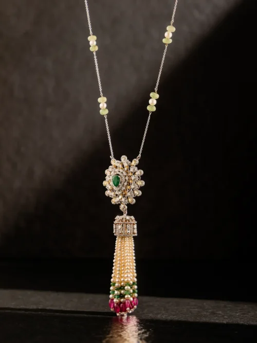 Rajwadi Pearl Tassel Pendant Necklace