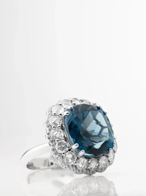 Blue Topaz Halo Cocktail Ring