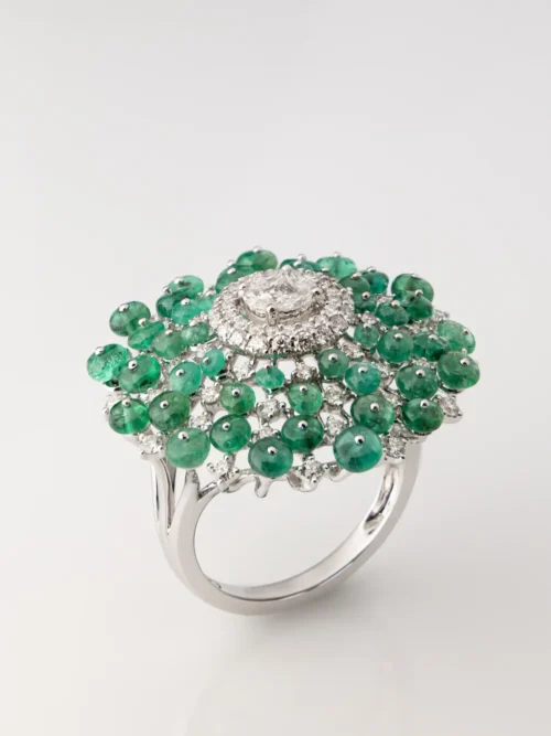 Emerald Bloom Diamond Statement Ring