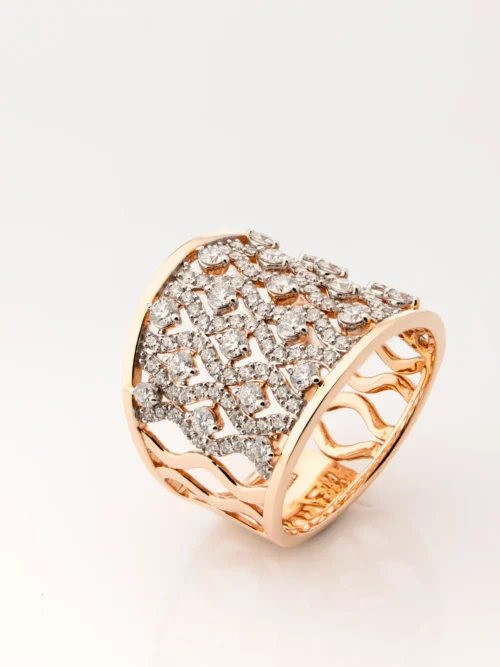 Rose Gold Diamond Filigree Statement Ring