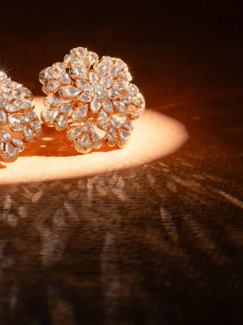 Floral Cluster Diamond Statement Earrings