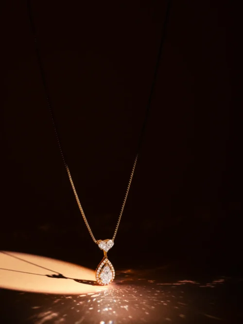 Teardrop Halo Pendant Necklace