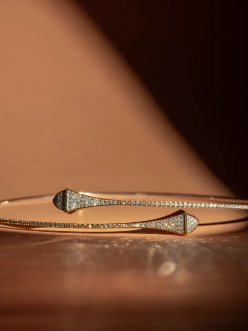 Rose Gold Finish Crystal Open Cuff Bracelet